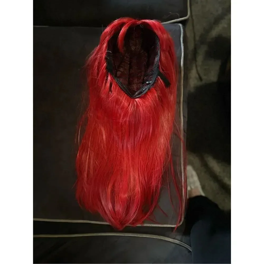 Beautiful red wig with bangs 22 inch synthetic heat resistant